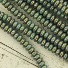 4mm Czech Rondelles - Turquoise Bronze Picasso - Pack of 50
