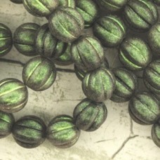 8mm Czech Melon Beads - Polychrome Olive Mauve