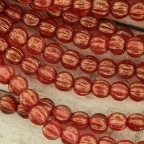 5mm Czech Melon Beads - Halo Cardinal - Pack of 20