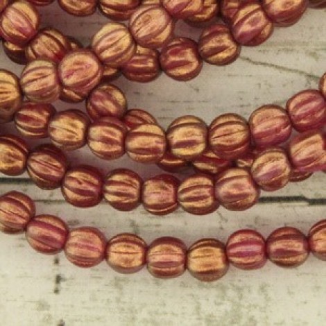5mm Czech Melon Beads - Halo Madder Rose - Pack of 20