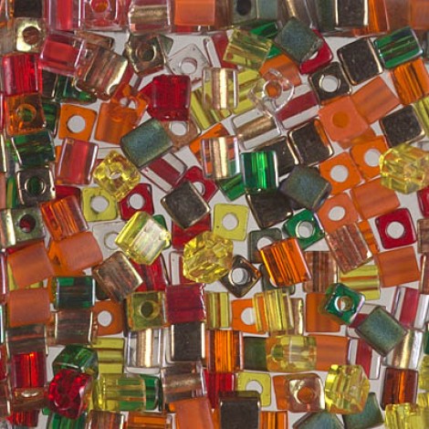 4mm Miyuki Cube Seed Beads - Autumn Mix - 10gm
