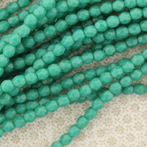 3mm Czech Firepolish Beads - Rich Turquoise - Pack of 50