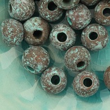 8-9mm Turquoise Patina Greek Ceramic Round Beads