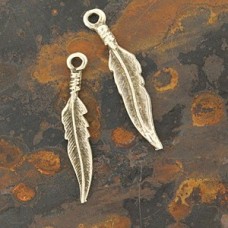 25mm Mykonos Greek Ant Pewter Feather Pendants - Pack of 2