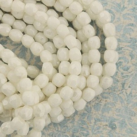 3mm Czech Firepolish Beads - White Luster - Pack of 50