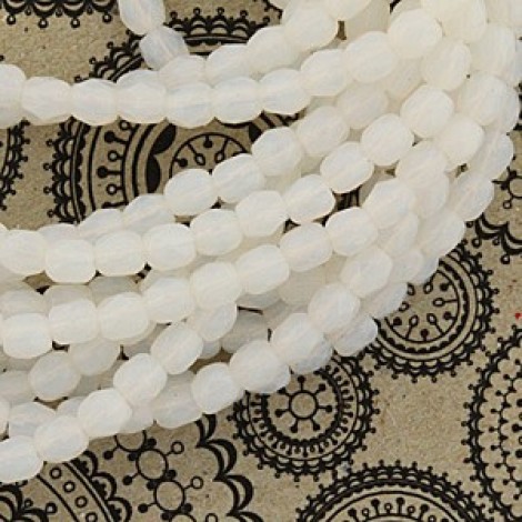 3mm Czech Firepolish Beads - White Opalite - Pack of 50