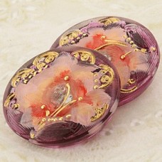 27mm Czech Flower Buttons - Pink Flower