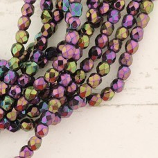 3mm Czech Firepolish Beads - Iris Purple