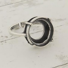 Round Adj Ant Silver Plated Ring Setting for 12mm Rivoli