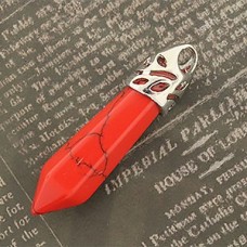 35mm Red Magnesite Gemstone Point Pendant w/Silver Bail - Each
