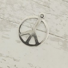 20mm Sterling Silver Plated Brass Peace Sign Drops - Pack of 4