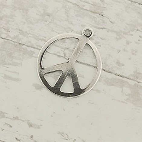 20mm Sterling Silver Plated Brass Peace Sign Drops