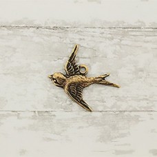 15x17mm Gold Plated Brass Swallow Charm - Pack of 4