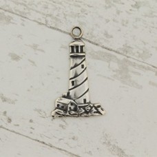 22mm Sterling Silver Plated Brass Lighthouse Charm