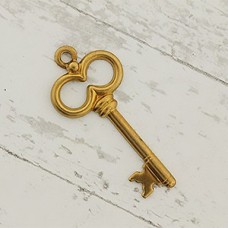30mm Raw Pressed Brass Key Charms - Pack of 2