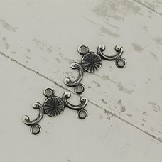 17x8mm Sterling Silver Plated Brass Flower Drop Connectors - pair