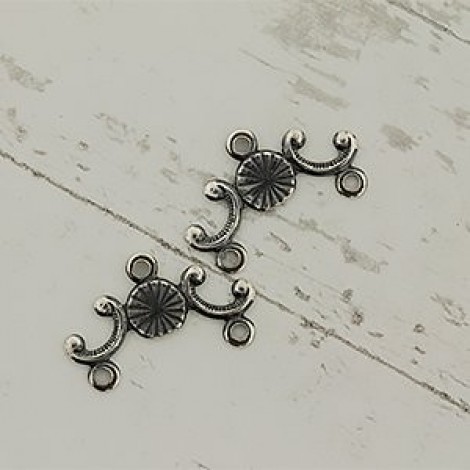 17x8mm Sterling Silver Plated Brass Flower Drop Connector