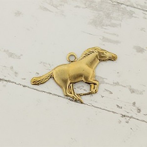 13x22mm Mustang Horse Raw Pressed Brass Charm - Left