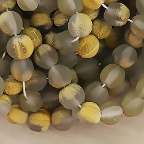 6mm Czech Melons - Crys Matte Gold Etched - Pack of 20