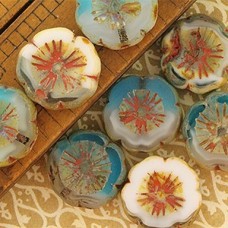14mm Czech Table-Cut Flowers - Beach Picasso - Pack of 2
