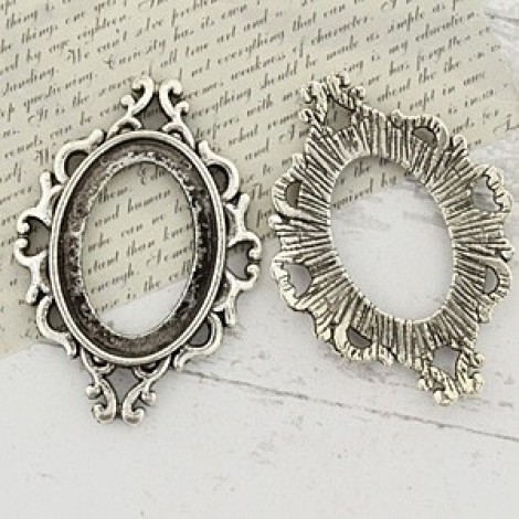 18x25mm ID Oval Ant Silver Bezel Frame Pendant Settings - Pack of 2 18x25mm ID Oval Ant Silver Bezel Frame Pendant Settings - Pack of 2