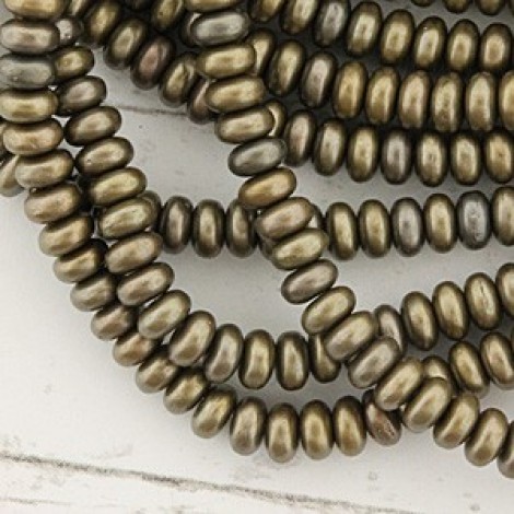4mm Czech Rondelles - Matte Metallic Leather - Pack of 50