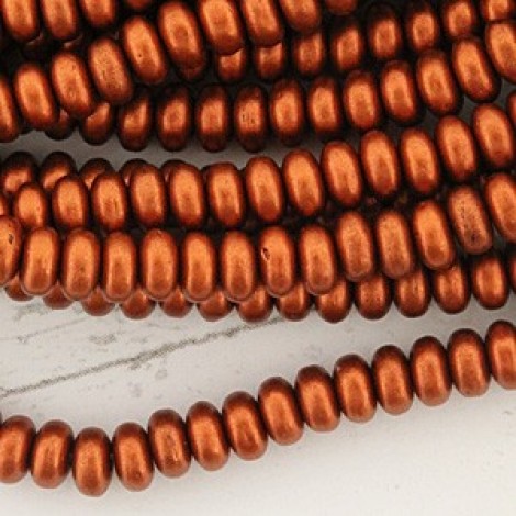 4mm Czech Rondelles - Matte Metallic Ant Copper - Pack of 50