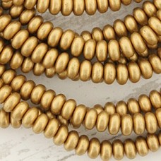 4mm Czech Rondelles - Matte Metallic Antique Gold - Pack of 50