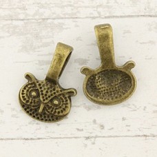 12x18mm Ant Bronze Plated Glue On Pendant Bail - 3mm ID - Pack of 4