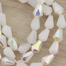 7x5mm Czech Firepolish Drops - White Opal AB - Pack of 10