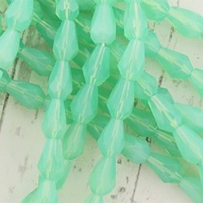 7x5mm Czech Firepolish Drops - Seafoam Green Opal - Pack of 10