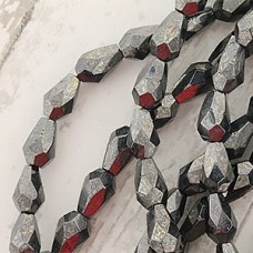 7x5mm Czech Firepolish Drops - Gunmetal - Pack of 10