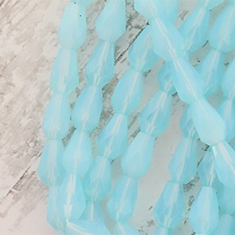 7x5mm Czech Firepolish Drops - Light Blue Opal - Pack of 10 7x5mm Czech Firepolish Drops - Light Blue Opal - Pack of 10