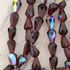 7x5mm Czech Firepolish Drops - Garnet AB - Pack of 10
