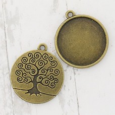 20mm ID Antique Bronze Plated Tree of Life Bezel Frame