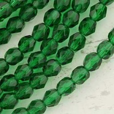 6mm Czech Firepolish Beads - Green Emerald