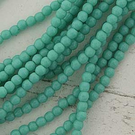 2mm Czech Round Glass Beads - Turquoise - Pack of 100 2mm Czech Round Glass Beads - Turquoise - Pack of 100