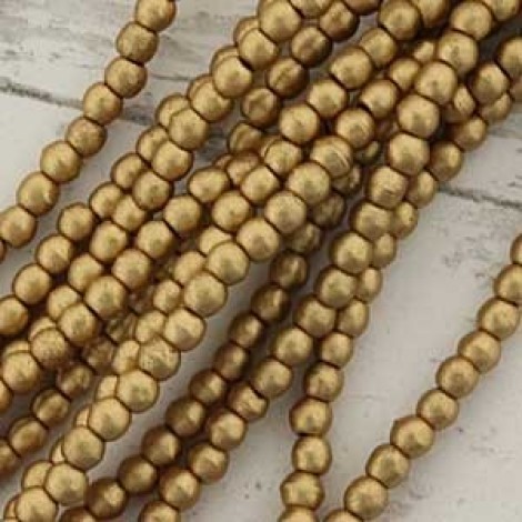 2mm Czech Round Glass Beads - Matte Metallic Flax - Pack of 100 2mm Czech Round Glass Beads - Matte Metallic Flax - Pack of 100