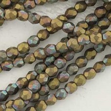 3mm Czech Firepolish Beads - Matte Oxidised Bronze Clay - Pack of 50