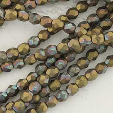 3mm Czech Firepolish Beads - Matte Oxidised Bronze Cl