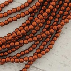 2mm Czech Round Glass Beads - Matte Metallic Copper - Pack of 100