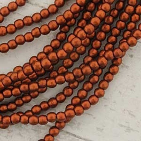 2mm Czech Round Glass Beads - Matte Metallic Copper - Pack of 100 2mm Czech Round Glass Beads - Matte Metallic Copper - Pack of 100
