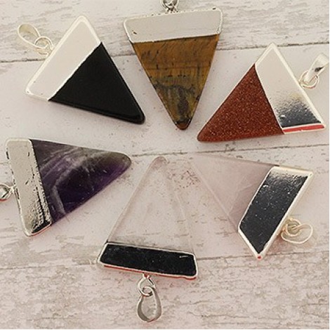 Triangle Gemstone Pendants w/Platinum Brass Findings