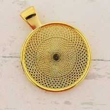 25mm (1in) ID Round Bezel Pendant Setting- Gold Plated