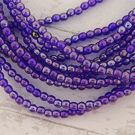 2mm Czech Round Glass Beads - Luster Iris Cobalt - Pack of 100