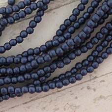 2mm Czech Round Beads - Metallic Suede Blue