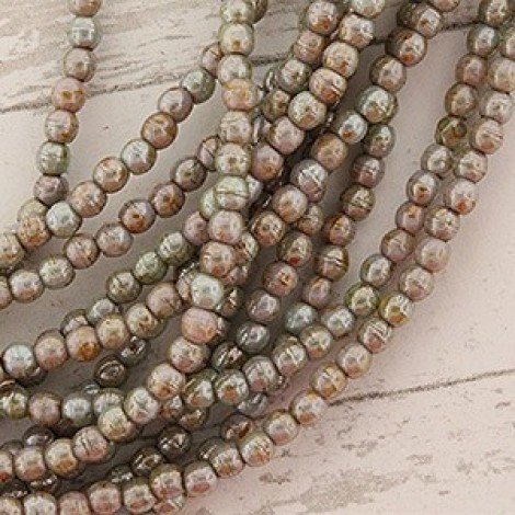 2mm Czech Round Beads - Opaque Ultra Luster Green - Pack of 100