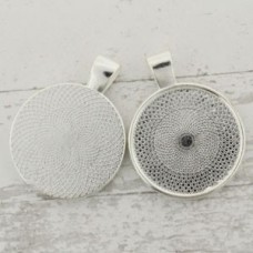 20mm ID Round Bezel Pendant Setting - Silver Plated