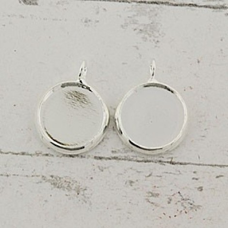 10mm ID Silver Plated Brass Cab Setting w/Ring