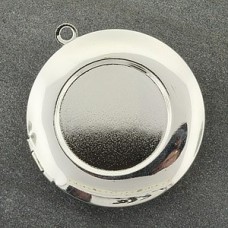 35mm Silver Plated Round Locket Photo Frame Pendant - Each